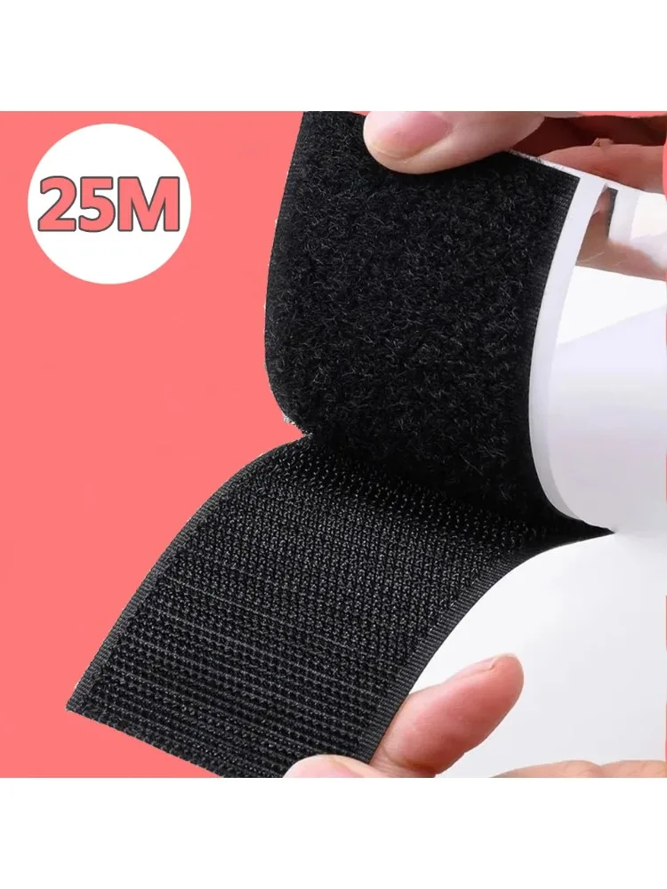 20/25/30/50mm Magisches Klebeband Selbstklebend Extra Stark Doppelseitiges Klebeband mit Klebepad Flauschiger Klettverschluss
