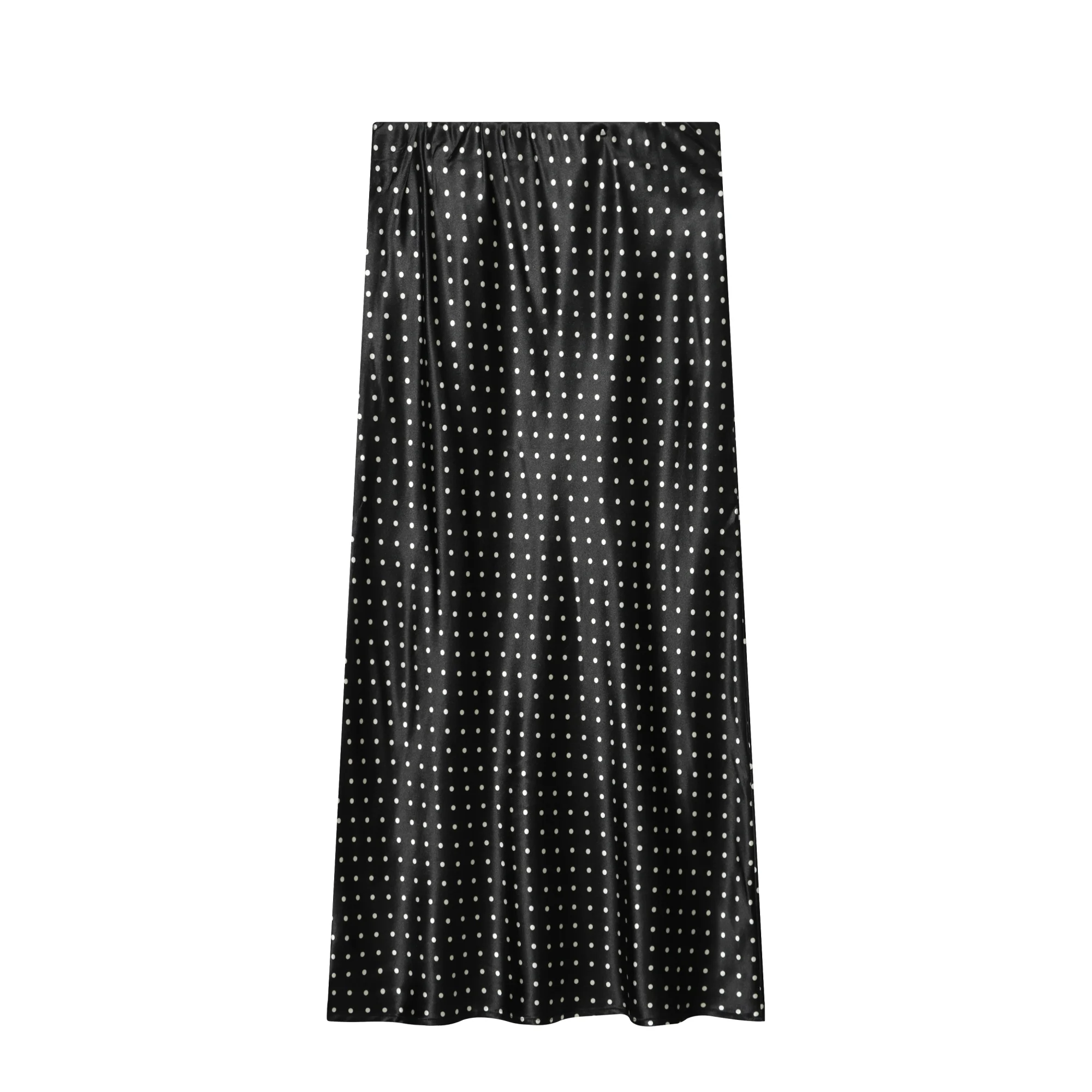 Eleganter Gepunkteter Satin-Midirock für Damen Hochgeschnittener Schicker Streetwear Sommer Neue Mode Damen Elastischer Hochbund-Rock – Detail 6