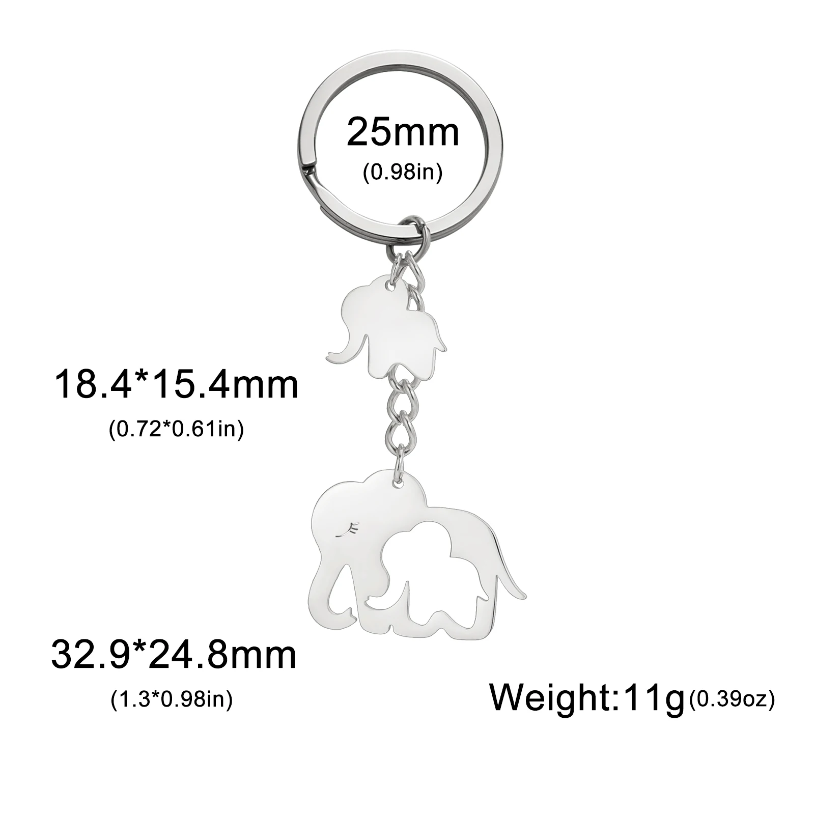 COOLTIME Cute Elephant Pendant Keychain Stainless Steel Fashion Child Adults Backpack Keyring Accessories Birthday Gift - Image 6
