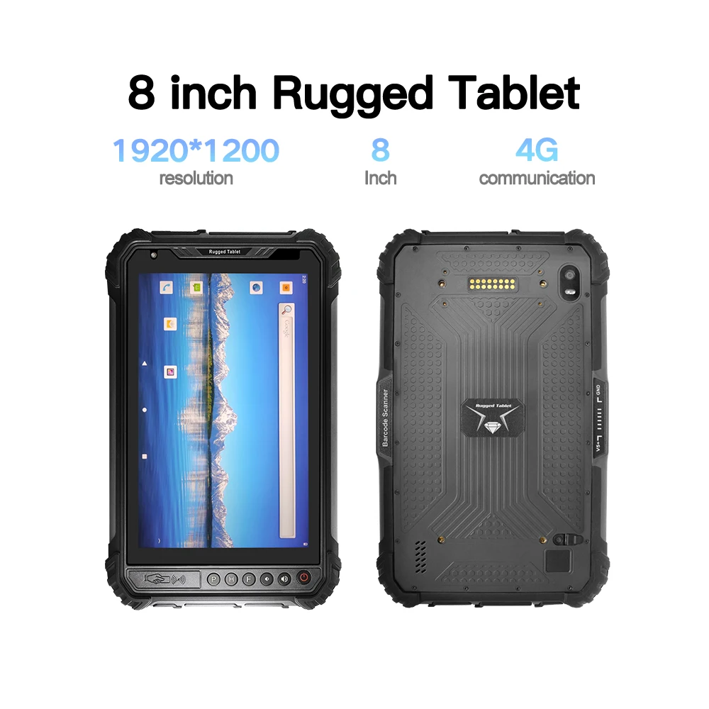 Rugged 8 Inch Android 11 Tablet Computer Portable Intelligent Engineering with 4G LTE NFC RAM 4GB ROM 64GB 2D Scanner UHF GPS