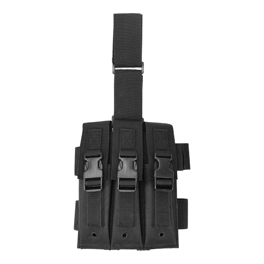 Caccia tattica Airsoft Custodia per caricatore MP5 a sgancio rapido Drop Leg Triple Mag Pouch Holder MOLLE Mag Pouch Cartuccia Clip Pouch