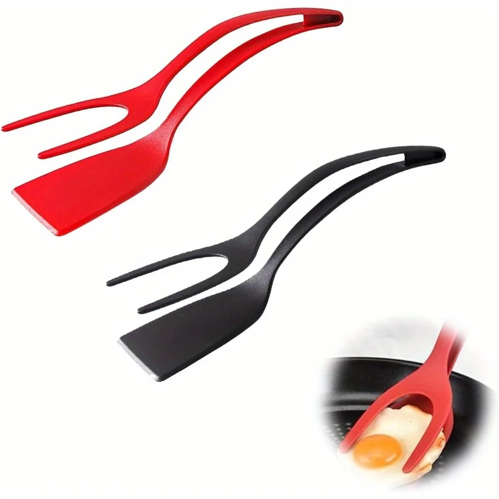 Two-in-one Clip-on Flip Spatula for Bread Fish Pancake Toast Omelet Barbecue Home Kitchen Cooking Tools