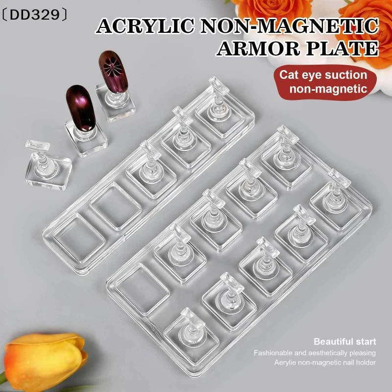 5/10 Grid Non Magnetic Transparent Nail Stand False Nails Holder Press On Nail Display Painting Training Tools〔DD329〕