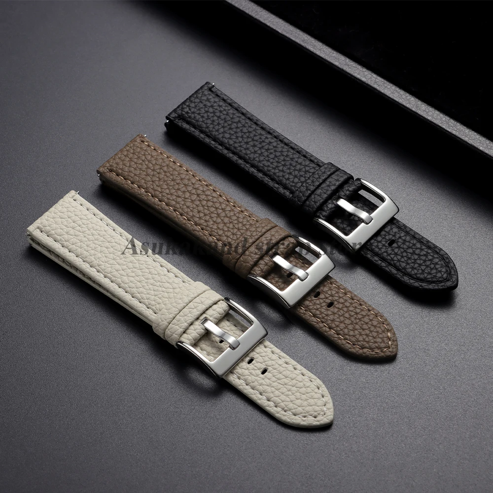 Quick Release Lychee Pattern Leather Watch Strap 22mm for Huawei Watch GT5/5Pro GT4 GT3 46mm Watch Band for Omega Men Watchband