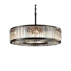 LED Retro American Black Round Crystal  Hanging Lamps Chandelier Lighting Lustre Suspension Luminaire Lampen For Living Room