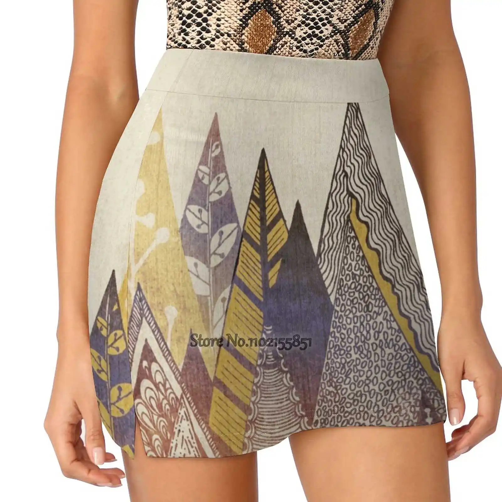 Highpoint Trending Fashion Skirt Summer Printed Women Sport Skirts Double-Layer Athletic Mountain Fall Nature Trees Boho