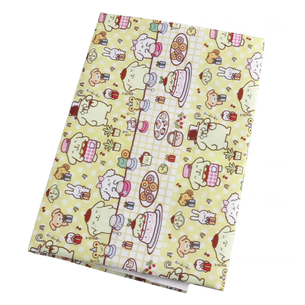 Sanrio Pom Pom Purin Polyester Cotton Fabric For Sew Clothes Dress Decor DIY Patchwork Quilting Material