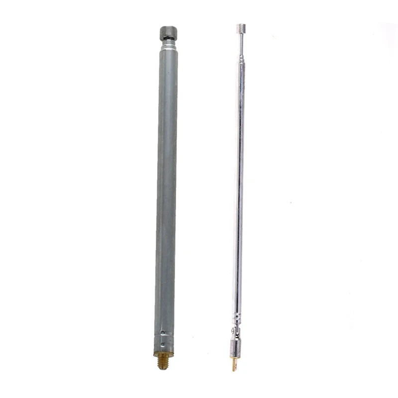 2 Pcs FM Radio TV Telescopic Whip Antenna Aerial Silver Tone 13.6Inch 345Mm 5 Sections & 62Cm 4 Sections