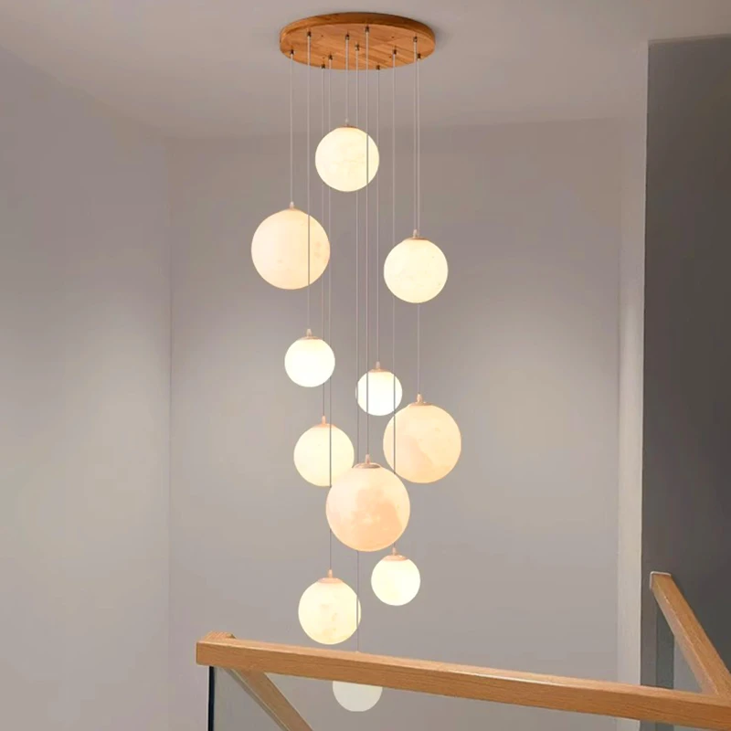 Modern Home Decor LED Lights Pendant Light Lamps for Staircase Chandeliers for Living Room Hanging Light Indoor Lighting