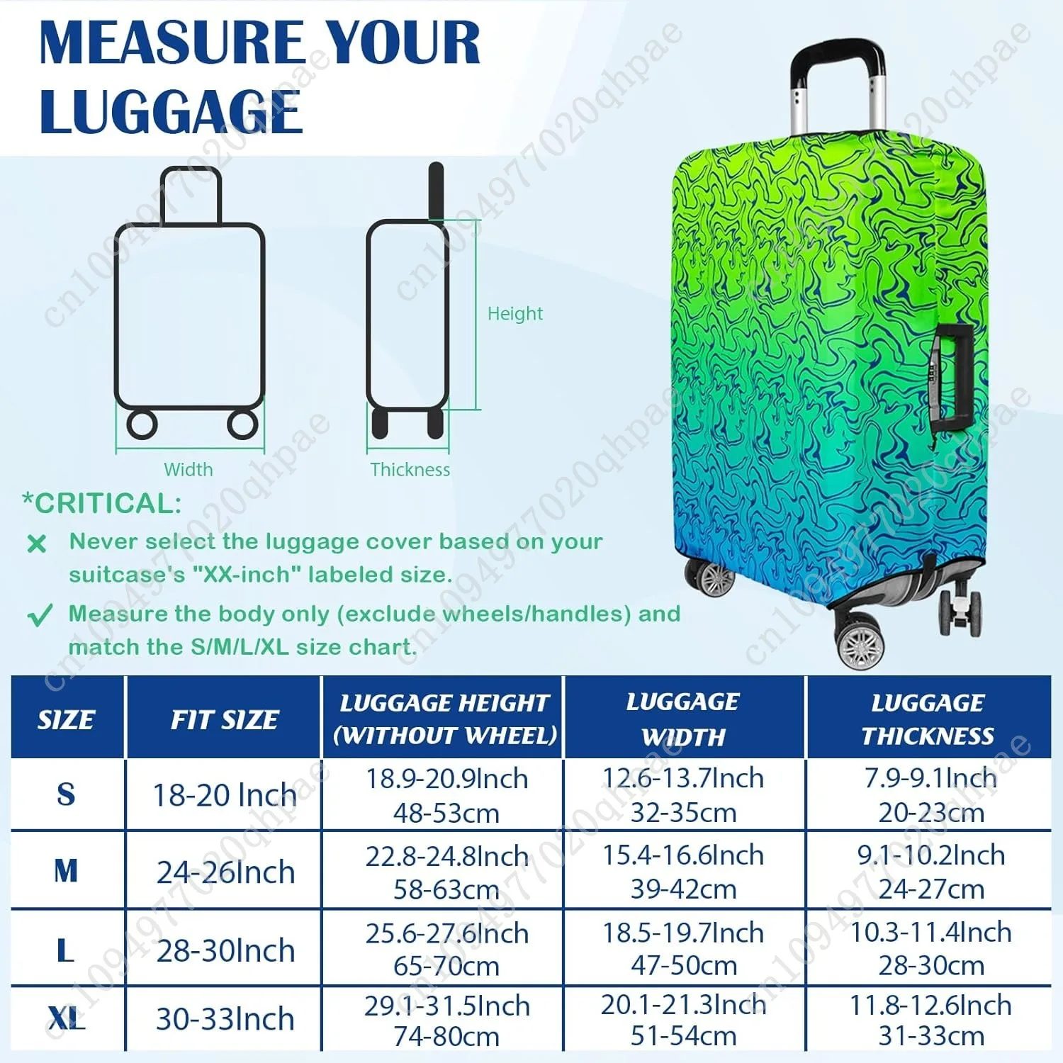 أغطية الأمتعة لحقيبة السفر المرنة، أغطية حماية الأمتعة المضادة للخدش، تناسب مقاس 18-20 بوصة باللون الأخضر