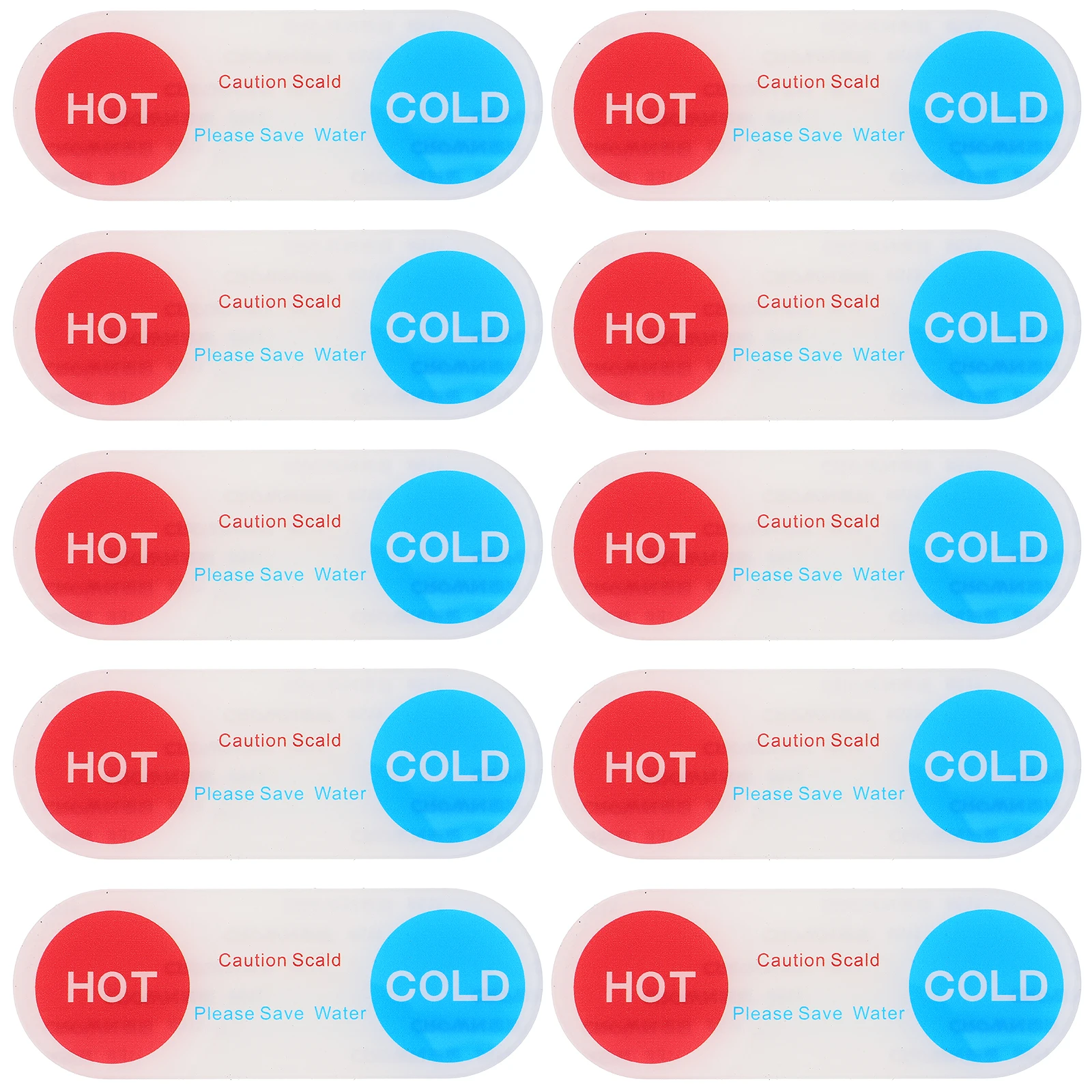 

10pcs Acrylic Hot Cold Water Faucet Labels Self Adhesive Stickers Clear Bathroom Sink Signs Hotel Easy Install Washroom