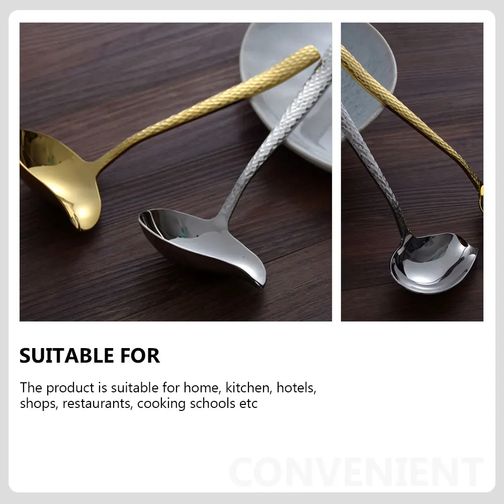 

Household Stainless Steel Hammered Spoon Soup Spoon Oil Pouring Scoop Kitchen Utensils Practical Heat Resistant