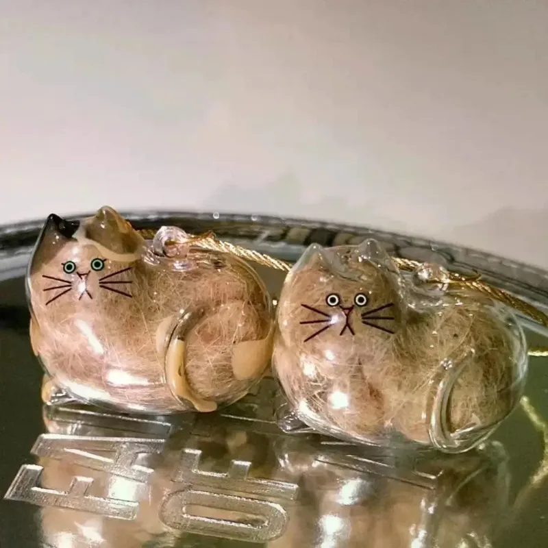 1-5 قطعة الحيوانات الأليفة الفراء سلسلة مفاتيح تذكارية شعر القط قلادة لحقيبة الظهر محفظة هدية خاصة فكرة لأصحاب القط تذكار دائم