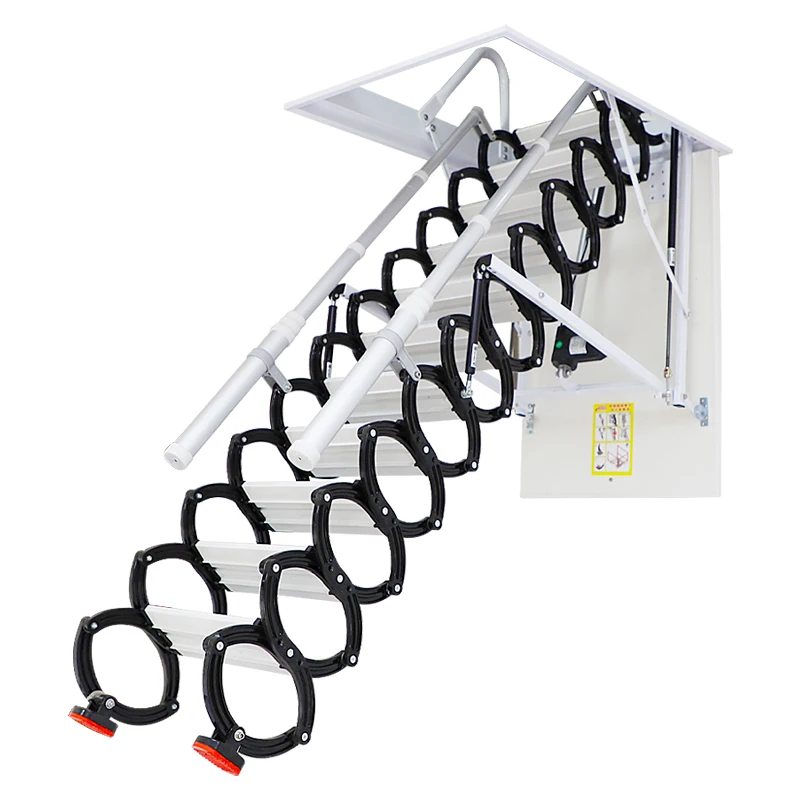 Automatic attic telescopic stairs folding ladder indoor electric remote control hiddenladder duplexelevator electroplating paint