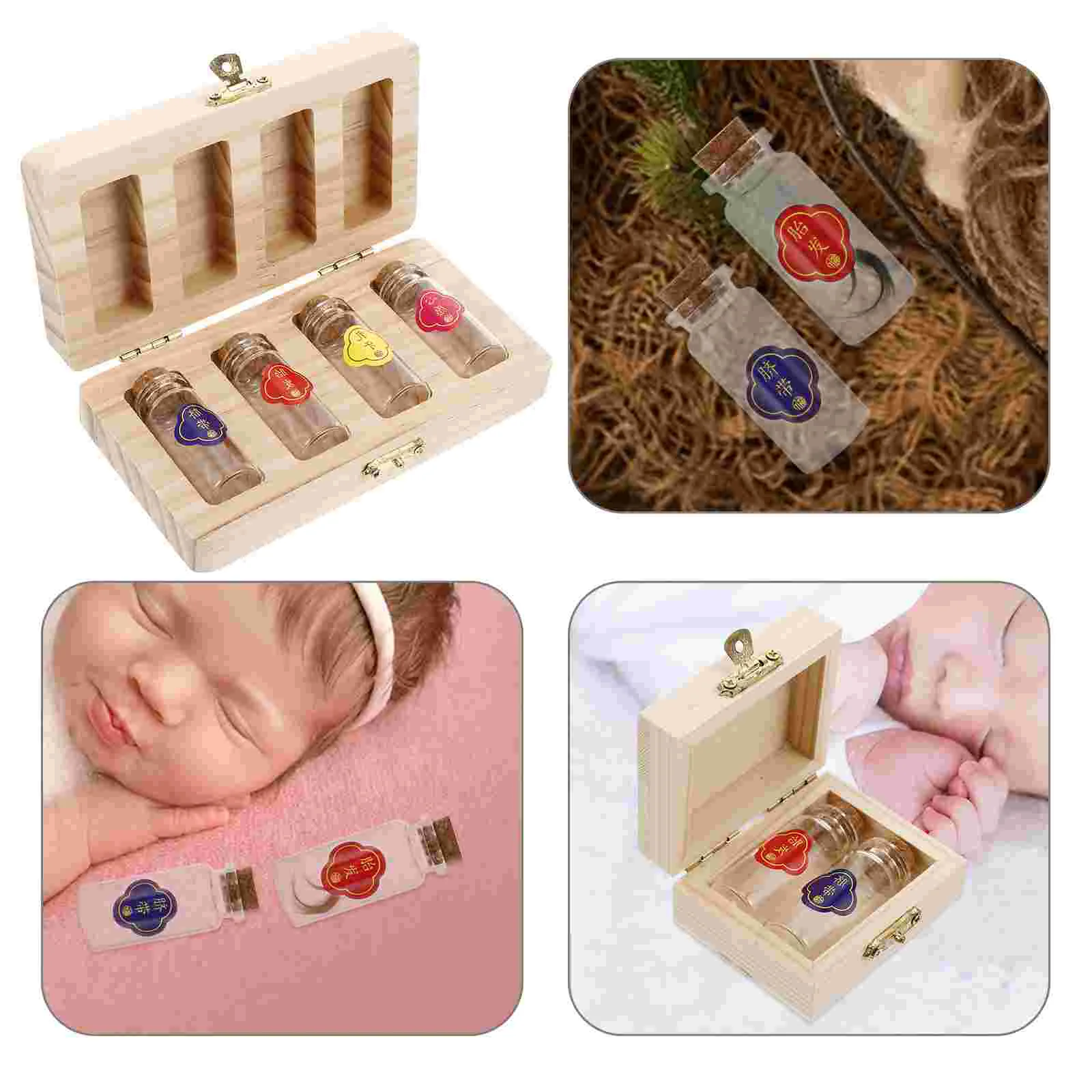 Preservation Box Baby Boxes Haircut Memory Keepsake Fetal Container Storage for Keepsakes Glass Wooden Newborn Girl