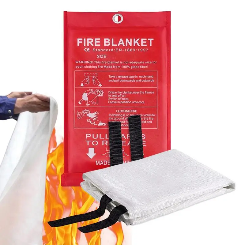 Fire Blanket For Home And Kitchen High Heat Resistant Fire Safety Blanket 1x1m Fire Suppression Blanket Fire Safety Equipment