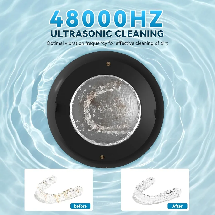 Ultrasonic Retainer Cleaner 48kHz Denture Cleaner Machine with Cleaning Tablets WaterProof Dental Cleaning Pod for Deep Cleanin - Detail 1