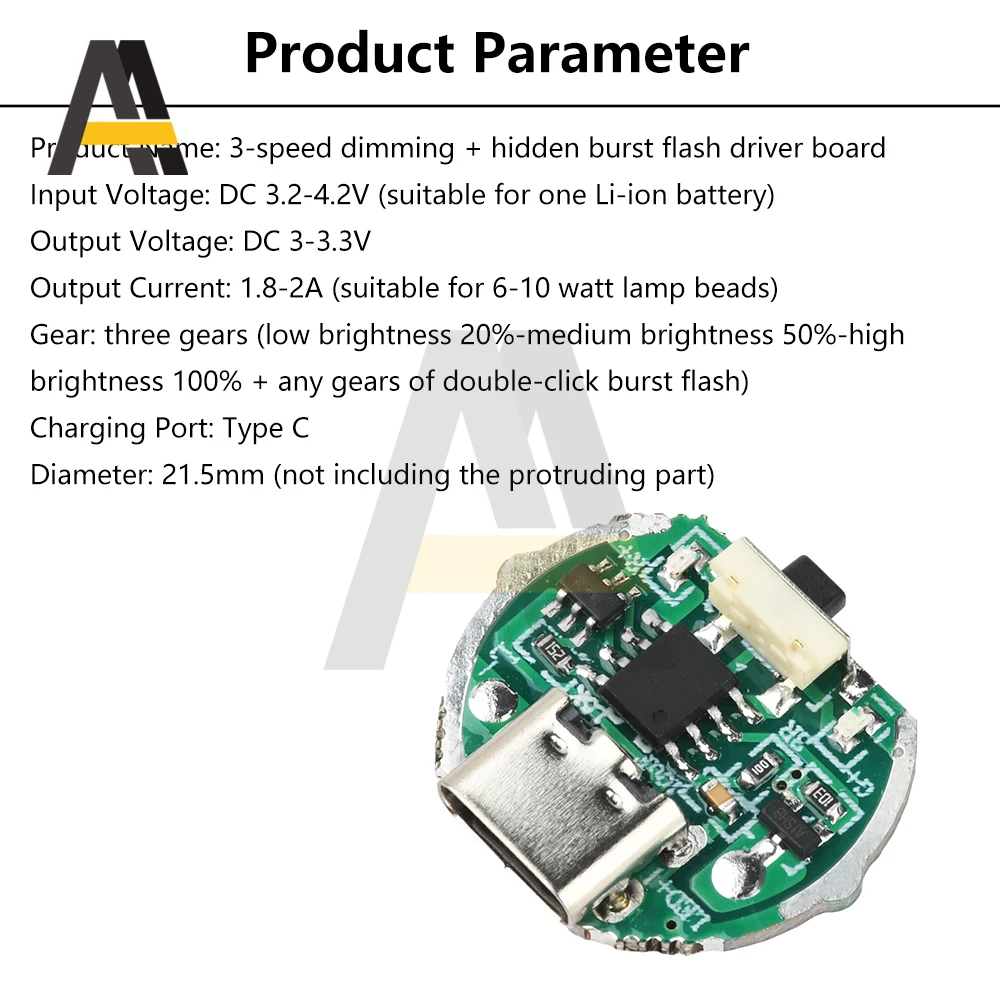 10 ワット DIY 懐中電灯制御マザーボード LED ドライバ制御ボード輝度調整可能な充電保護スイッチ付き