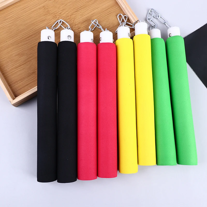 1 Piece Red/Blue/Black/Green Safe Fitness Nunchakus Children KungFu Beginners Training Tool Hot Martial Art Foam Padded