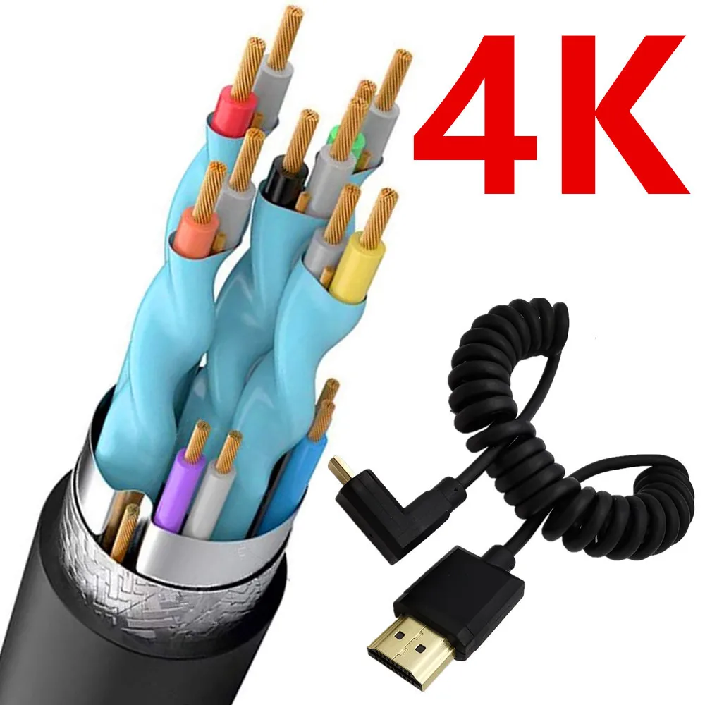 Super Extreme Slim High Speed HDMI compatible coiled Cable 4K*2K@60HZ 3.2mm HDMI -compatibleMale to micro HDMI-compatible cable