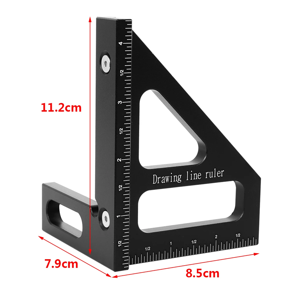 Inch Woodworking Square Protractor Aluminum Alloy Miter Triangle Ruler High Precision Layout Measuring Tool for Engineer Carpent