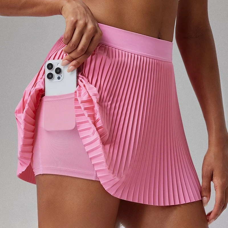 Fashion Two-piece Anti-exposed Sports Fitness Badminton Skirt Golf Skirt Summer Suit 2026 Organ Pleated Tennis Skirt for Women