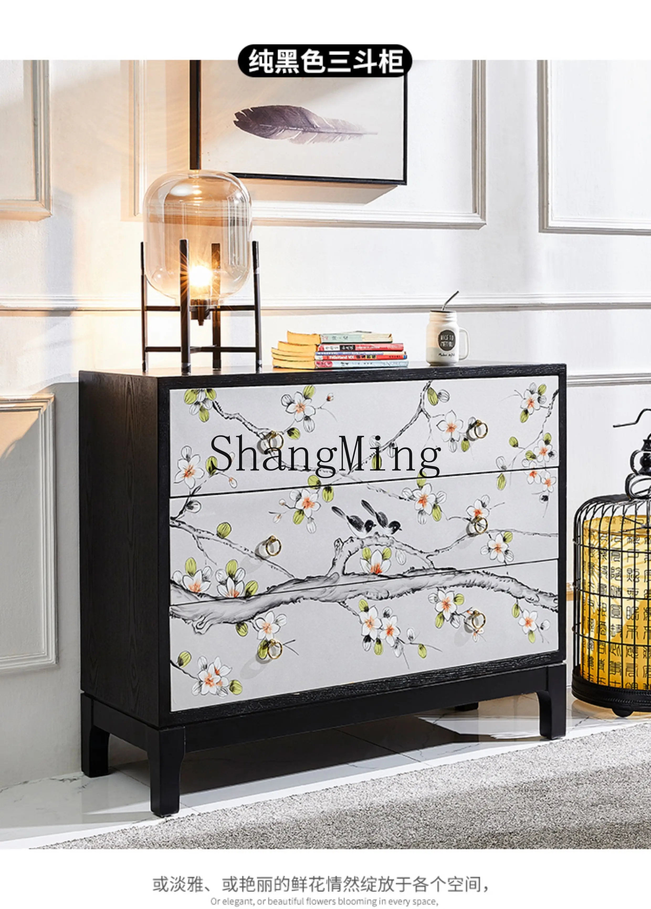 Nowa chińska komoda z litego drewna do salonu, prosta szafka wejściowa, malowana szafka do przechowywania, retro komoda.