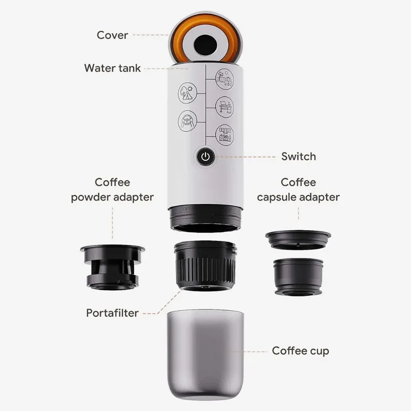 Xiaomi Travel Portable Espresso Coffee Machine 2 in1 for Cars Families Outdoor Camping Coffee Machine Capsule Powder Nespresso