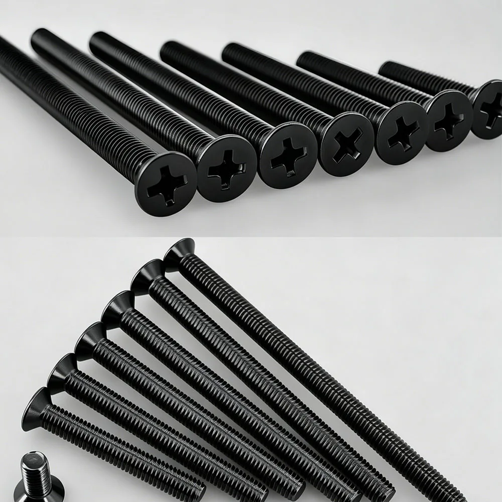 M1.4 M1.6 M2 M2.5 M3 M3.5 M4 M5 M6 Countersunk Philllips Screws Black Carbon Steel Cross Recessed Flat Head Bolts Fasteners