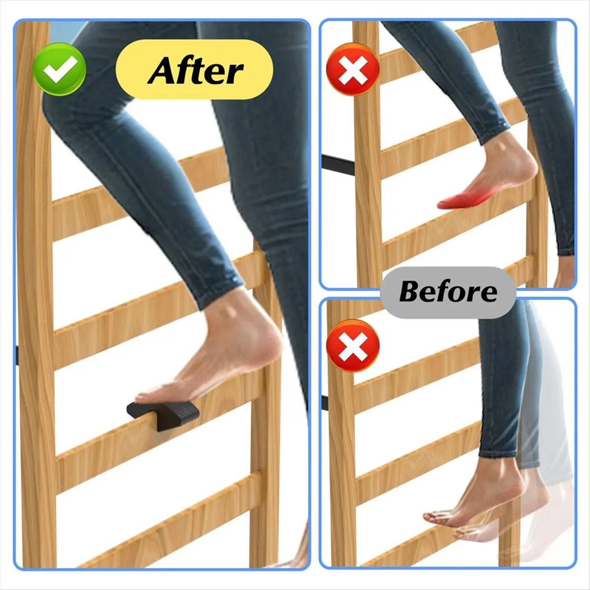 New Bed Ladder Foot Support - DurablePlastic Step Pad with Anti-Slip, Fits Most College Dorm Bed Ladders(2 Pack)