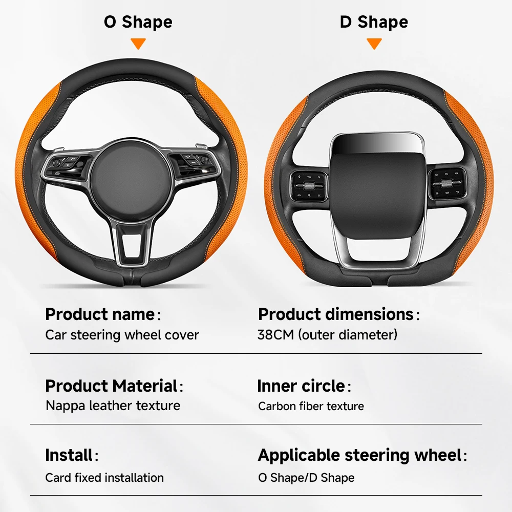 For Audi A1 8X A3 8L 8V 8P 8Y S3 A4 B6 B7 B8 B9 S4 A5 A6 C5 C6 C7 C8 TT 8N 8J Q3 Q5 8R  Q7 Car Steering Wheel Cover Accessories view 4