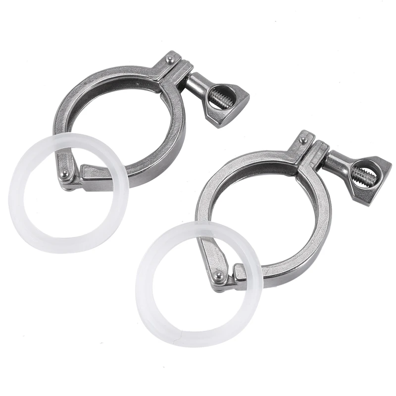 

2Pcs Tri-Clamp Steel Single Pin Heavy Duty Tri Clamp With Wing Nut For Ferrule TC With Silicone Gasket 2 Inch