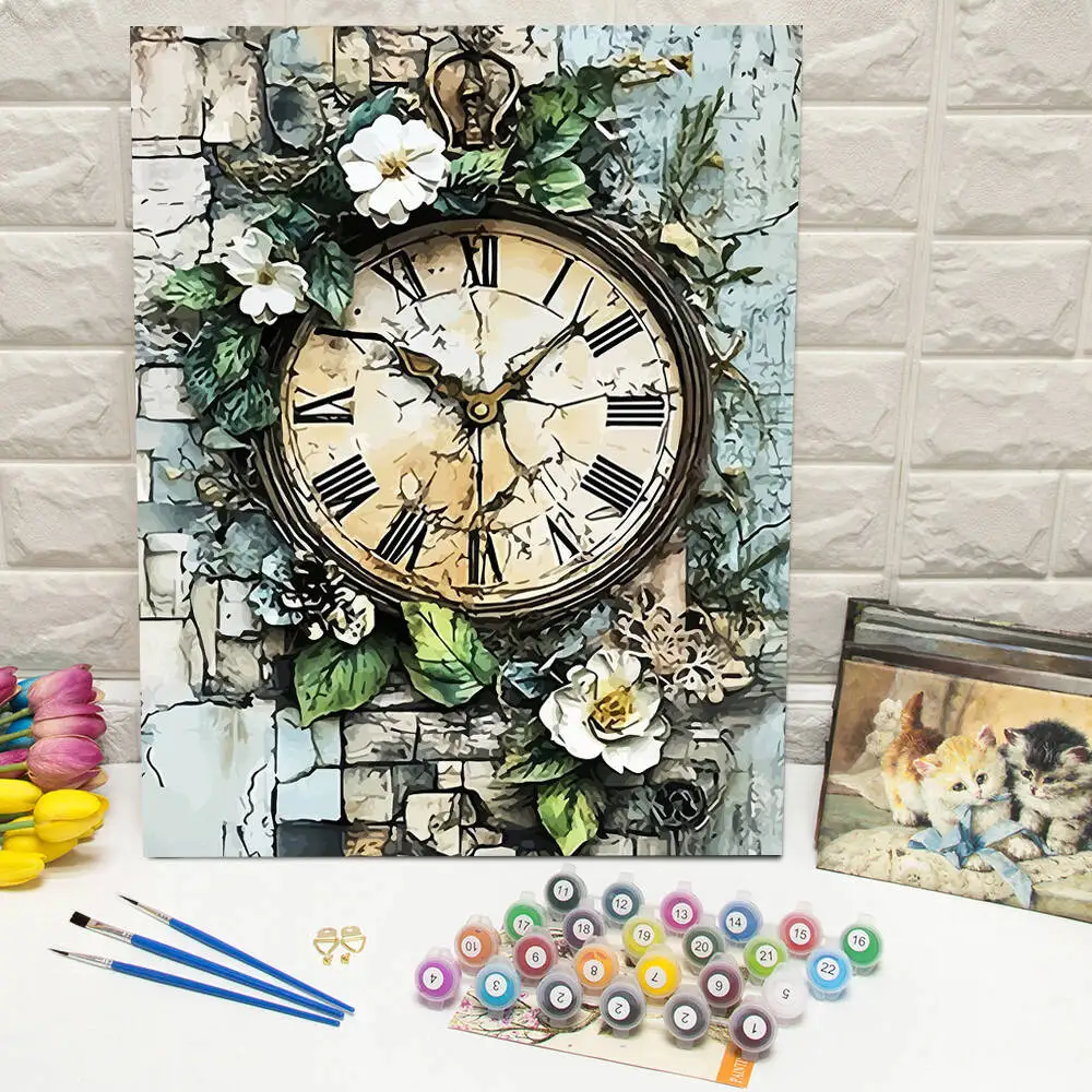 Ölgemälde nach Zahlen, Berglandschaft, DIY, digitale Malerei, Haus, Baum, Landschaft, Bild, Kunsthandwerk auf Leinwand, handgemaltes Geschenk