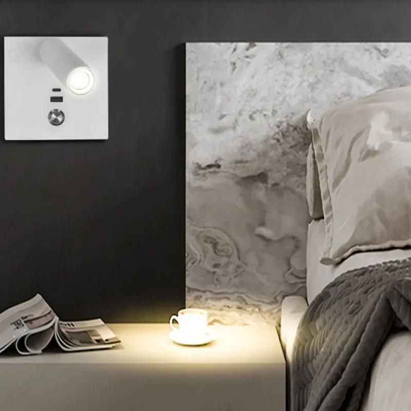 Creative and Minimalist LED Embedded Rotatable Wall Lamp for Home Bedroom Bedside Study Decoration Reading and Lighting