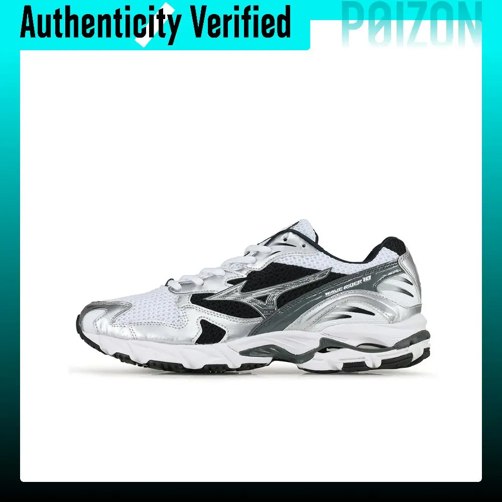 Mizuno Wave Rider 10 Vintage Low top Running Shoes Men's White Silver D1GA210405