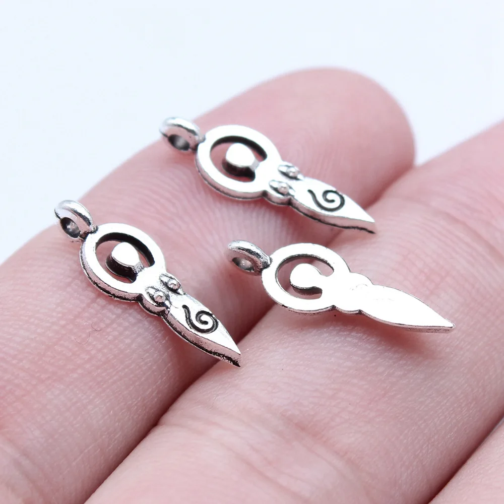 40pcs/lot 6x18mm Fertility Goddess Symbol Charms For Jewelry Making Antique Silver Color 0.24x0.71inch