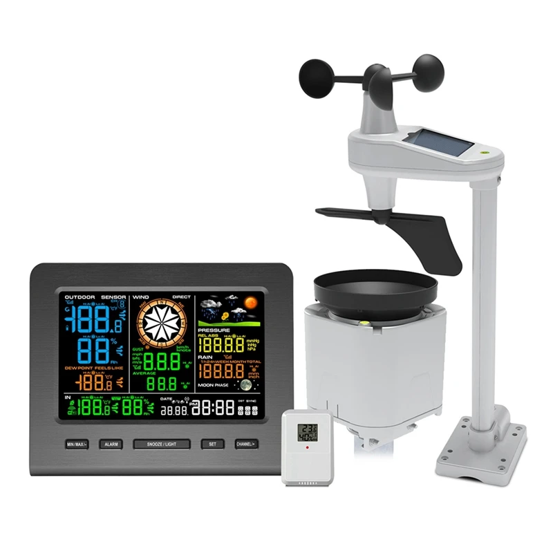 Wireless Weather Station With Remote Monitoring Display Wind Speed Weather Temperature Humidity Data UK Plug