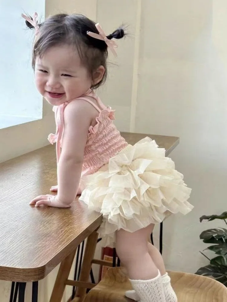

Princess Dress Set Summer New Style Baby Girl's Puffy Tulle Skirt And Camisole Two-Piece Set High Waist Spring Summer Wear