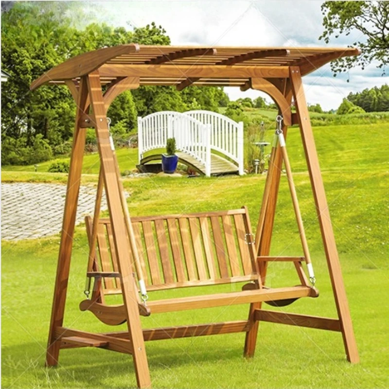 

Solid wood three swing teak courtyard garden roof indoor rocking chair hanging chair balcony leisure