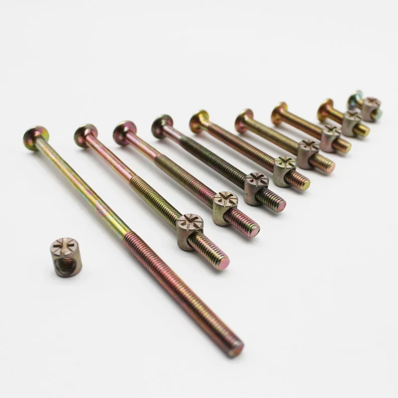 M6 M8 Furniture Bolts Nut Phillips Cross Head Screw Zinc Plated Baby Bed Bolts Barrel Nuts For Crib Cabinet