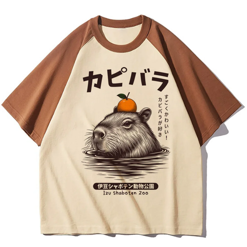 Capybara shirt teen University streetwear Breathable Vintage shirt aesthetic graphic Grunge streetwear Gothic Vintage