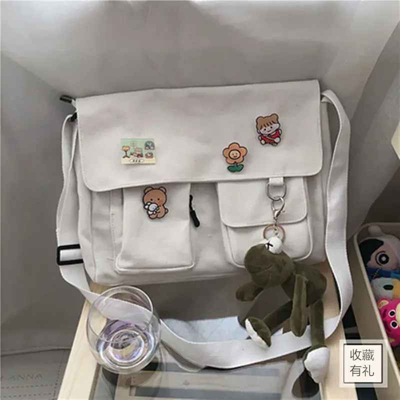 Frauen Einfache Umhängetasche Lässige Satchel Damen Handtaschen Schulter Tasche Tasche Mädchen Süße Gedruckt Leinwand Kreuz Schule Taschen Geldbörsen – Detail 8