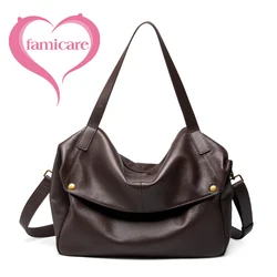 2025 New Large Capacity Women's Shoulder Bag Genuine Leather Tote Casual Handbag for University Students And Commuters Crossbody