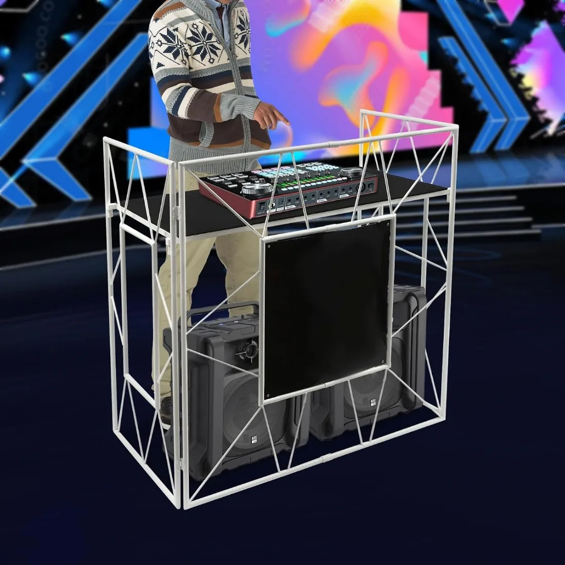 حامل معدات DJ احترافي مقاس 47.6 بوصة رف حديد عالي التحمل بسعة 55 رطل للمرحلة والاستوديو، قابل للطي مع حقيبة حمل #2