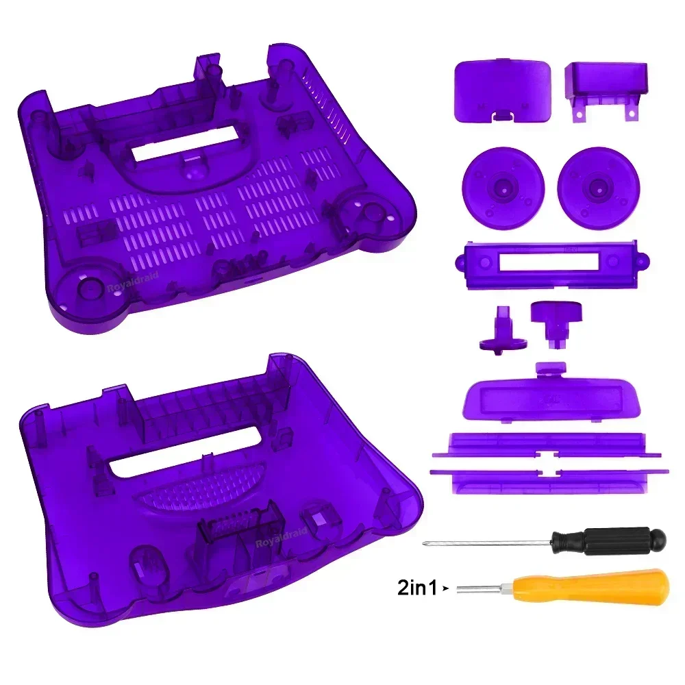 2 Transparent Orange Purple For N64 Retro Video Game Replacement Housing Shell Translucent Case for Nintend N64 Console Accessor