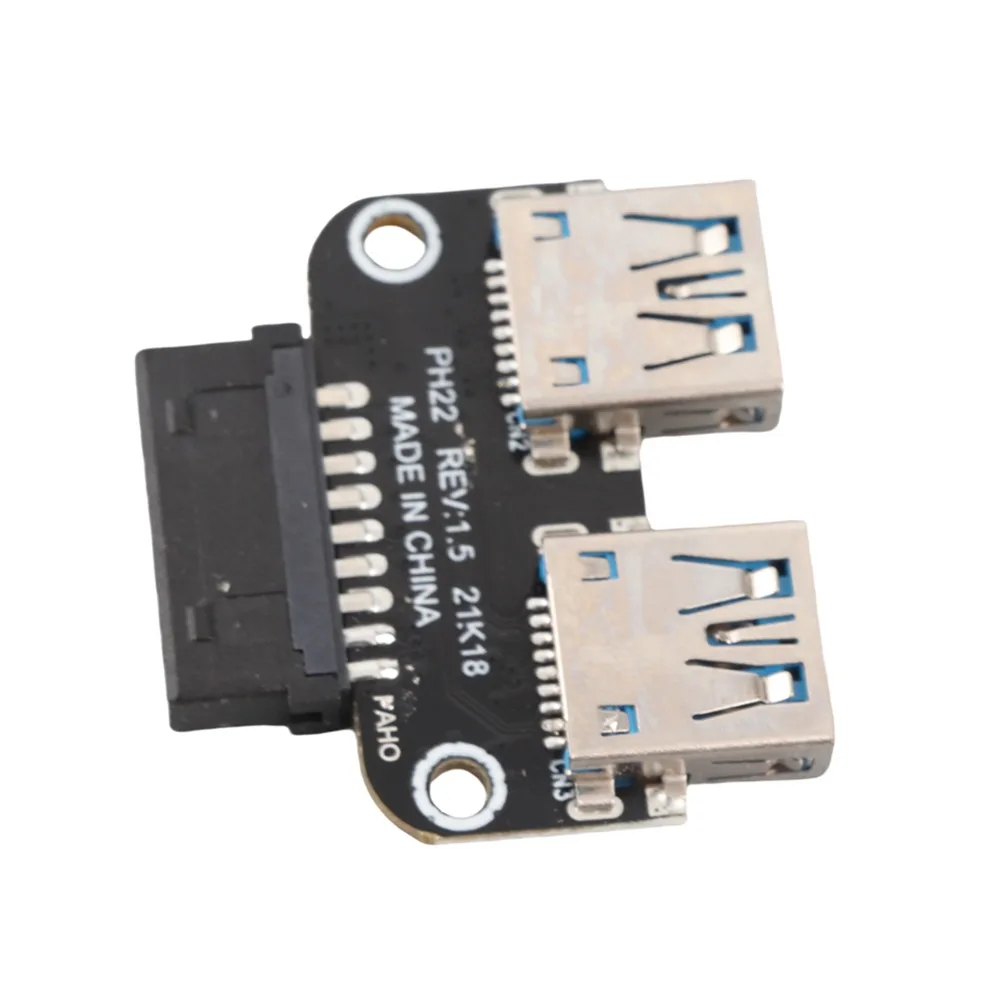 Practical Plug and Play USB 3.0 Adapter 19PIN / 20PIN Dual Port USB Extension Adapter Internal USB Adapter Desktop PC