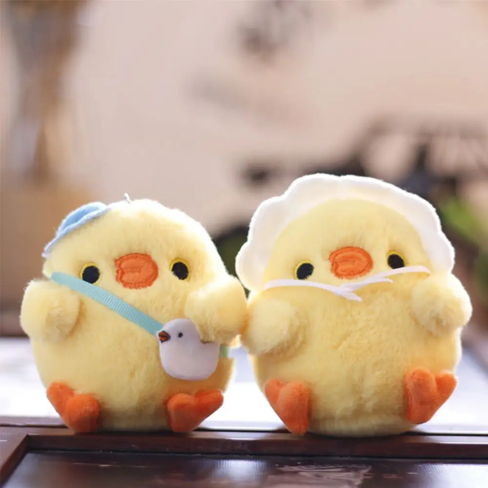 Cartoon Plush Chicken Doll Toy Keychain Sweet Cute Stuffed Duck Bag Pendant Charms Car Keyring For Women Couples Kawaii Gifts