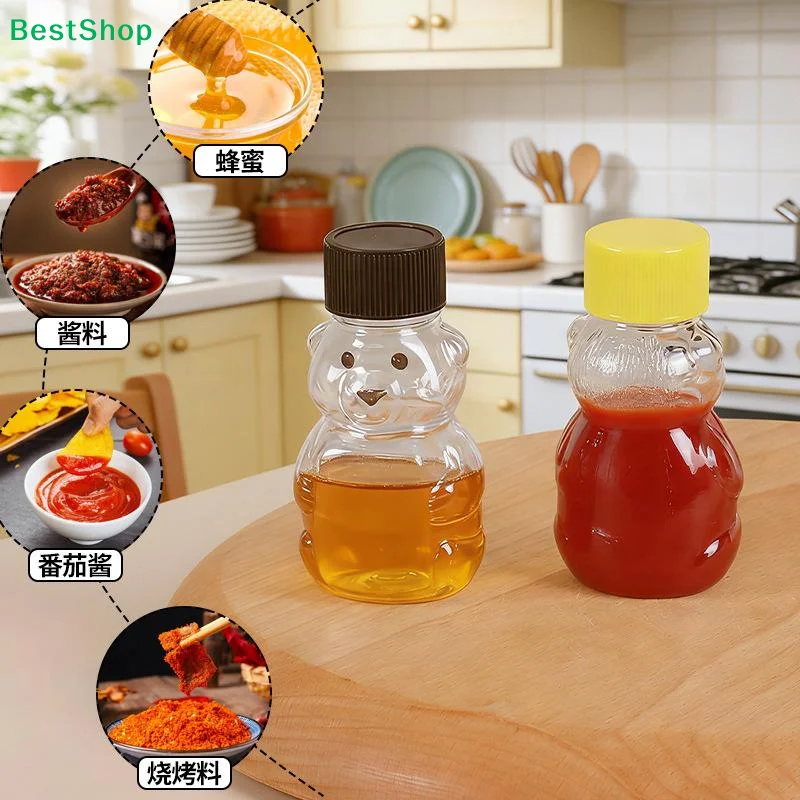 ♥Mini Bear Sauce Bottles Small Condiment Containers Portable Squeeze Bottle For Picnic Travel Kitchen Supplies Soy Sauce