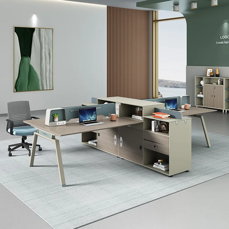 

desk staff computer desk modern simple 4/6 people partition workstation office chair combination