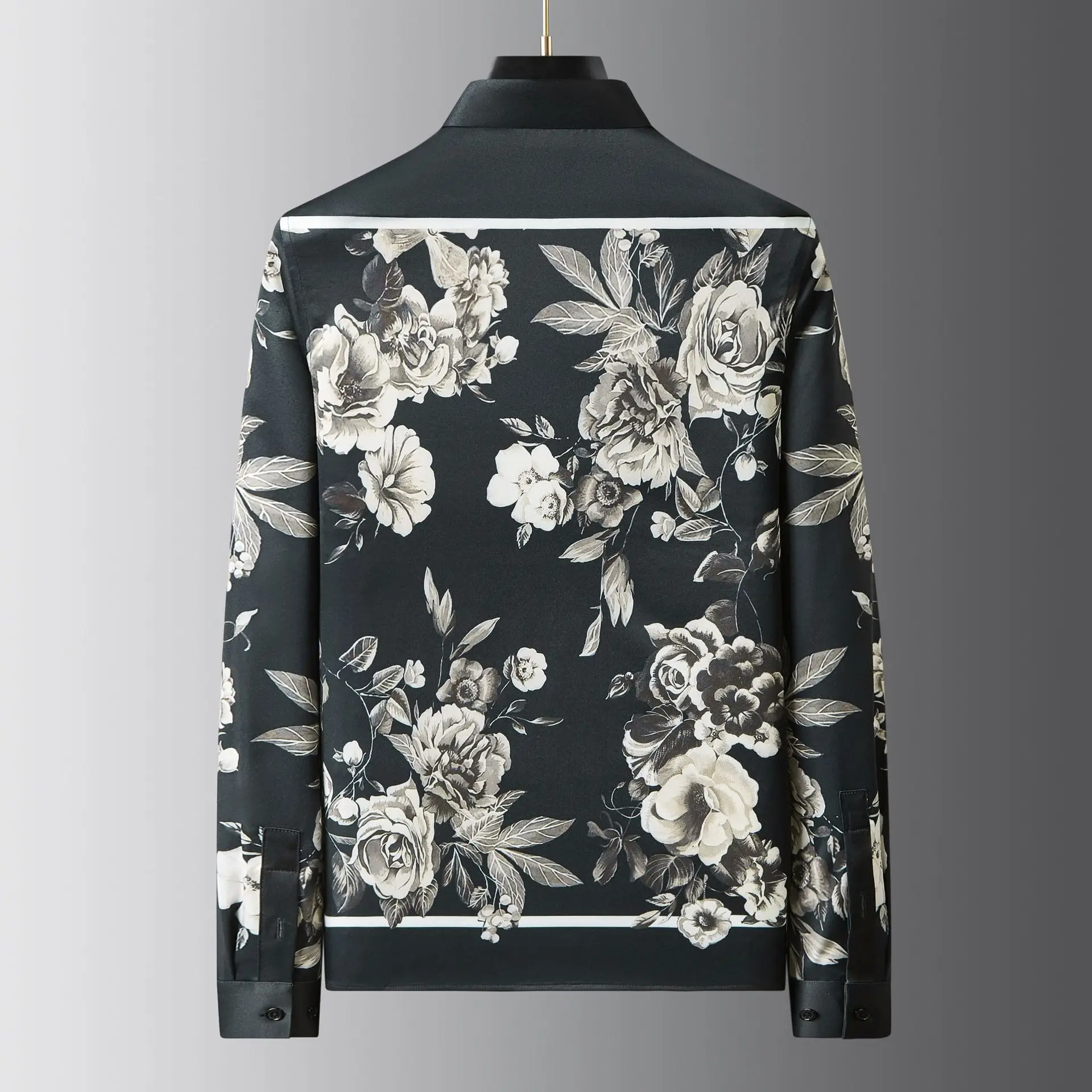 Luxury Vintage Floral Print Shirt for Men Fashion Long Sleeved Casual Shirt Versatile Business Social Dress Shirt Streetwear Top